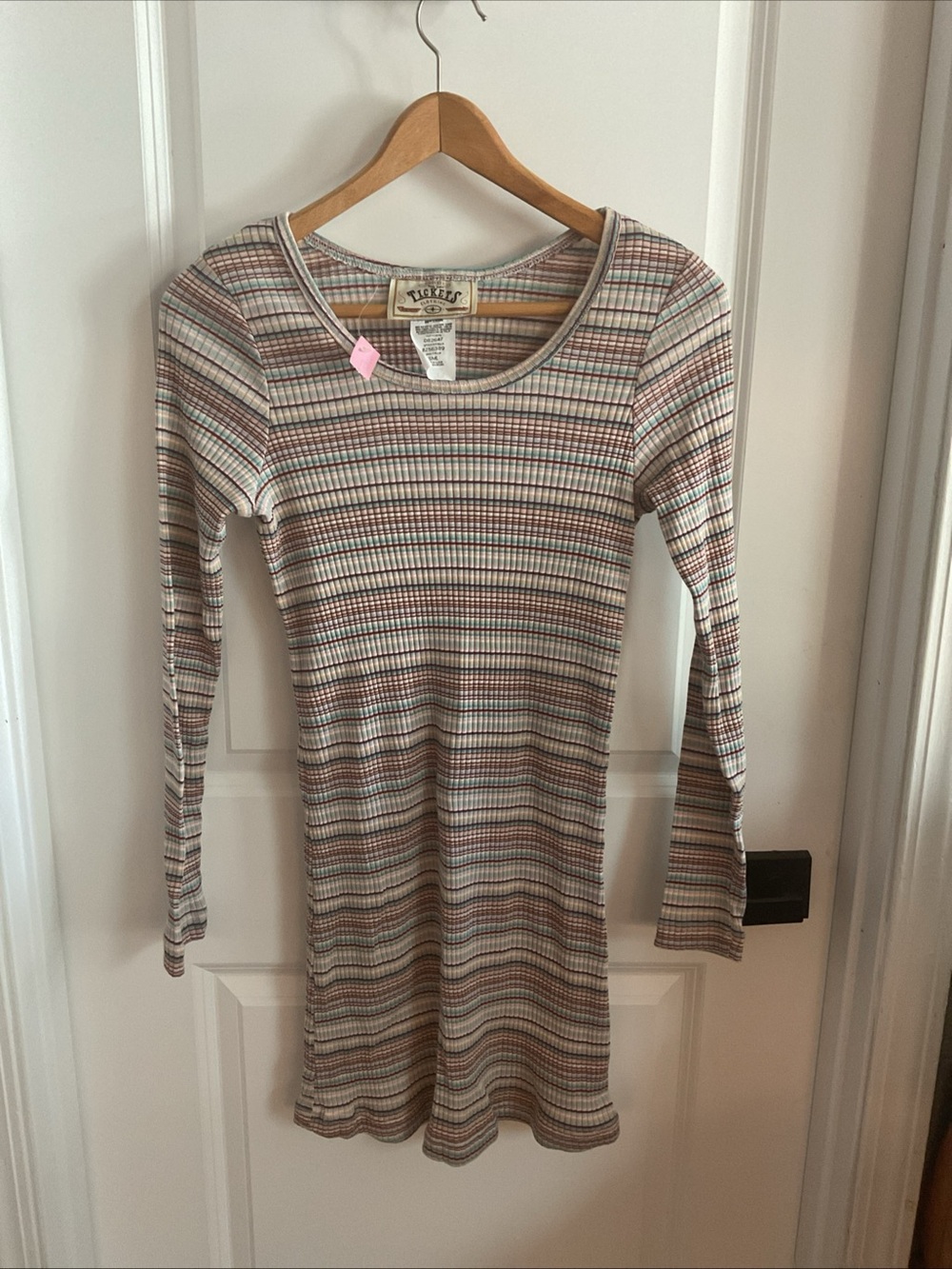 Timeless Tickets Clothing - Ribbed Midi Dress in Neutral Multicolor